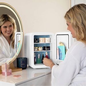 Black and White Mini-Fridge for Bedroom